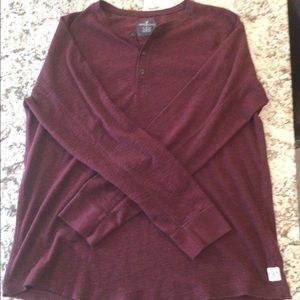 American Eagle Outfitter Shirt Burgundy Long Sleeve Raglan Layering Henley XL